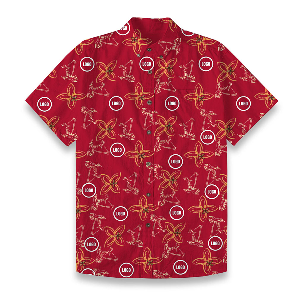 Custom Company Logo Men's Hawaiian Cotton Shirt 7